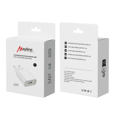 Adaptateur Secteur USB 2.4A 12W - Chargeur Ra | Smarty Paris