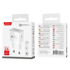 D-power J8501 Fast USB Wall Charger White