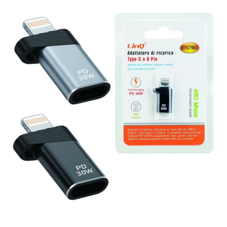 Adaptateur USB-C vers Lightning PD 30W LinQ OTG7987