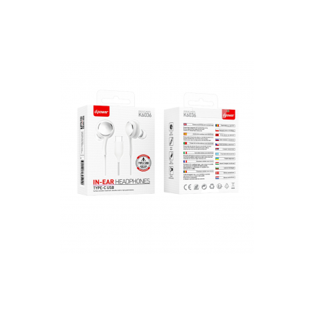 Écouteurs Kit Main Libre USB-C - D-power K6036 - Blanc | Smarty Paris