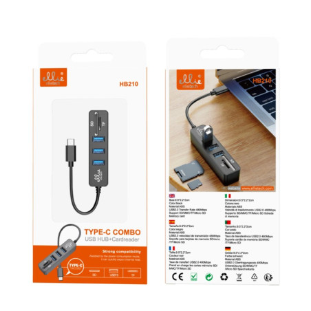 Hub USB-C Ellietech HB210 5-en-1 SD TF | Smarty