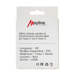 Câble USB-C Mayline 120 W tressé 1 m | Smarty