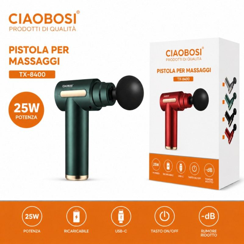 Pistolet de massage CIAOBOSI TX-8400 – Vert