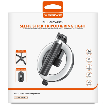 Perche à selfie XSSIVE XSS-SELFIE-RL01 – Anneau lumineux intégré