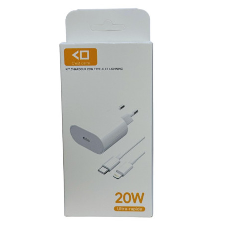 Kit chargeur rapide Eco-Solution C'est carré – Type-C et Lightning 20W