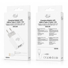 Kit chargeur 2 USB Ellietech CD316 câble USB-C