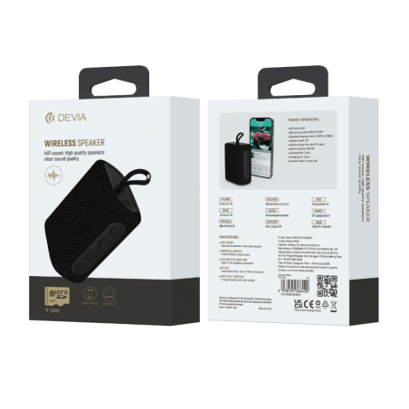 Enceinte Bluetooth à lanière Devia Kintone Series O-A2 – Noir