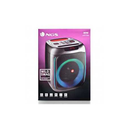 Enceinte Portable Bluetooth NGS Wild Swag 80W - 3600mAh -10h - Noir -