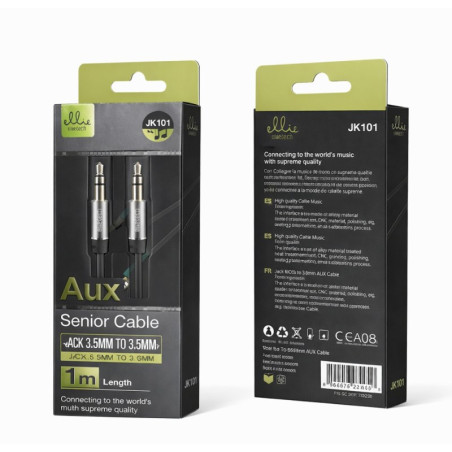 Câble audio Ellietech JK101 – Jack 3,5 mm vers 3,5 mm 1 m