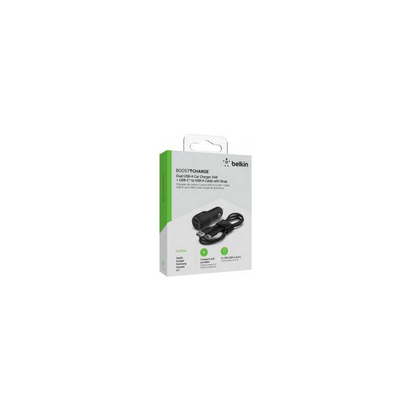 Kit Chargeur Allume-Cigare BELKIN 2 Ports USB avec Câble Type-C 24W