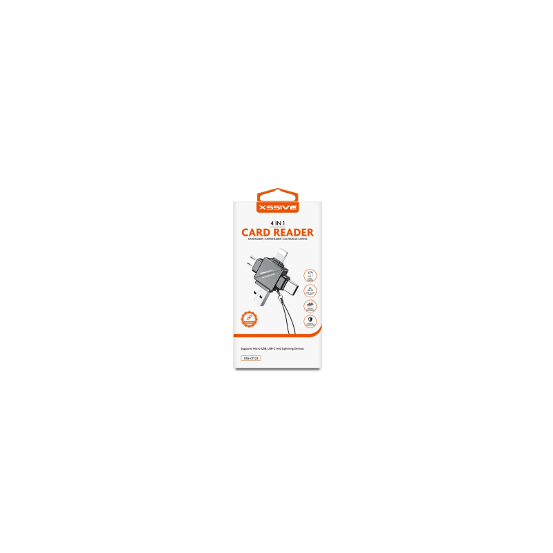 Lecteur de carte 4-EN-1 USB/USB-C/Lightning XSSIVE XSS-OT23 Lecteur de carte 4-EN-1 USB/USB-C/Lightning XSSIVE XSS-OT23