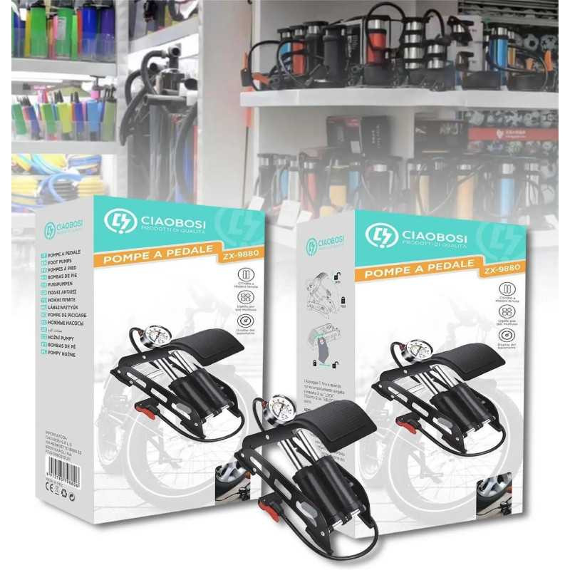 Pompe à pied double cylindre pour vélo et voiture CIAOBOSI ZX-9880 – 25.5*29cm · Smarty Paris