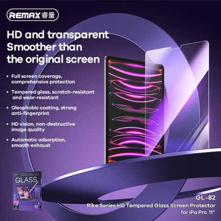 REMAX Verre trempé GL-82 – iPad Pro 11 pouces HD