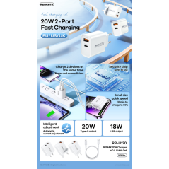 20W REMAX RP-U120 Charger Kit Lightning Cable