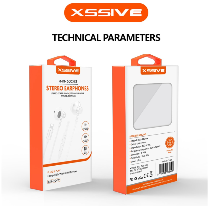 Écouteur Stereo avec Fil Lightning XSSIVE XSS-EP24W - Blanc — Accessoire · Smarty Paris 18e