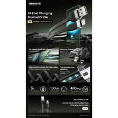 REMAX RC-C086 USB to USB-C Cable 3A Black | Smarty
