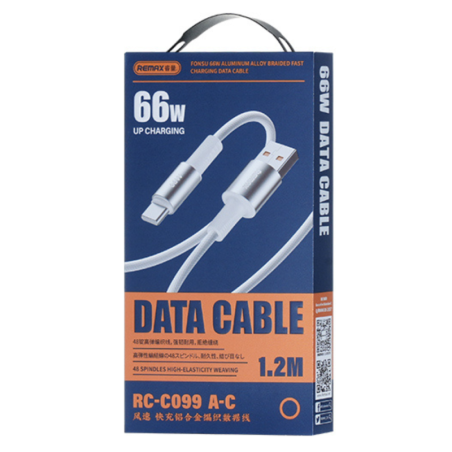 Câble USB vers USB-C REMAX Fonsu RC-C099 – 66W tressé 1,2 m Blanc