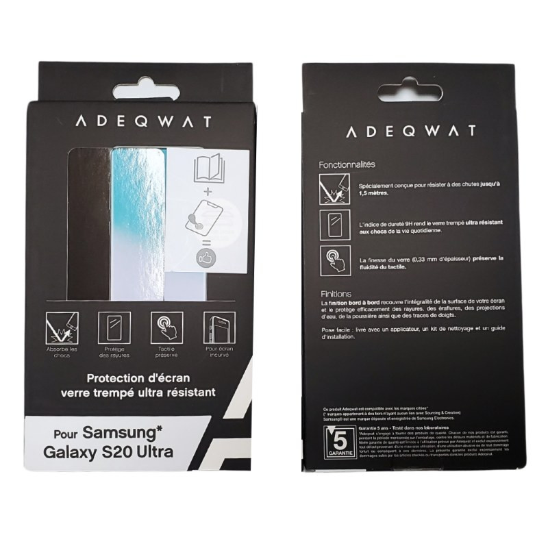 Verre trempé intégral ADEQWAT – Samsung Galaxy S20 Ultra Verre trempé intégral ADEQWAT – Samsung Galaxy S20 Ultra