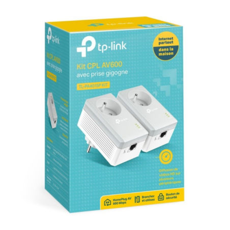 Pack de 2 mini adaptateurs CPL TP-Link – 600 Mbps prise intégrée