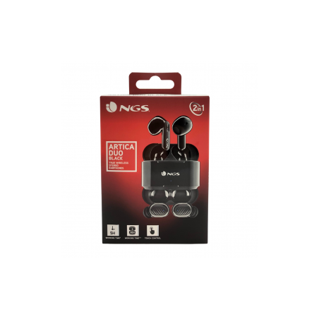 Écouteurs Bluetooth NGS Artica Duo Black, 2 Paires Intra-Auriculaires