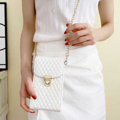 Sac téléphone blanc ceinture fermoirs dorés | Smarty
