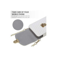 Sac téléphone blanc ceinture fermoirs dorés | Smarty