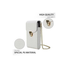 Sac téléphone blanc ceinture fermoirs dorés | Smarty