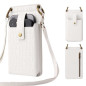 Sac de téléphone portable – Blanc avec ceinture et fermoirs dorés Sac de téléphone portable – Blanc avec ceinture et fermoirs dorés