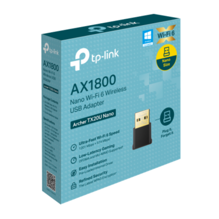 Adaptateur USB Wi‑Fi TP-Link Archer TX20U Nano – AX1800 Blanc