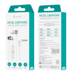 Écouteurs Filaires en métal avec télécommande Jack 3.5mm Devia Kintone