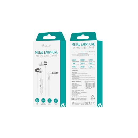 Écouteurs Filaires en métal avec télécommande Jack 3.5mm Devia Kintone