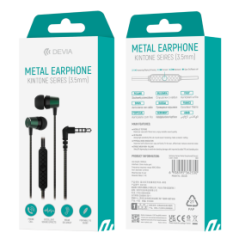 Écouteurs Filaires en métal avec télécommande Jack 3.5mm Devia Kintone