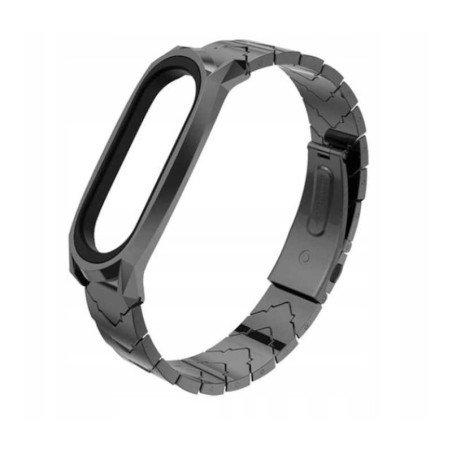 Bracelet Acier pour Montre Mi Smart Band 3/4/5/6 - Noir