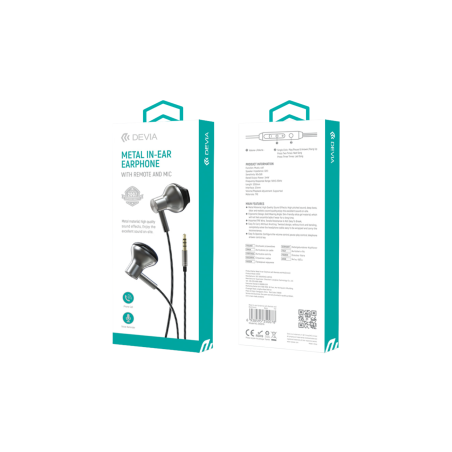 Écouteurs Filaires intra-auriculaires en métal avec télécommande et mi