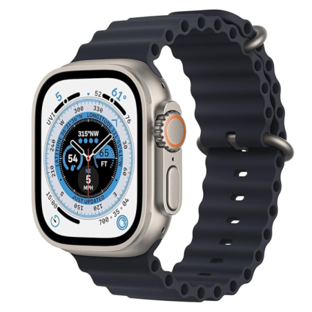 Montre connectée Apple Watch Ultra GPS Cellular – 49 mm Titane naturel bracelet noir Grade A · Reconditionné