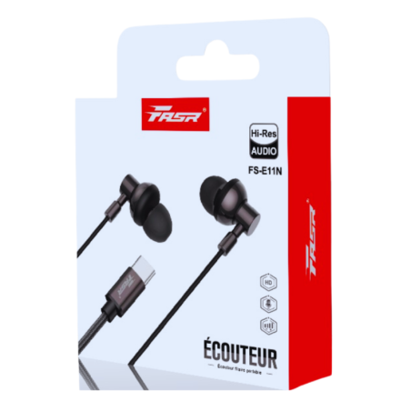 Écouteurs TYPE-C E11N FASR - Noir | Smarty Paris 18e