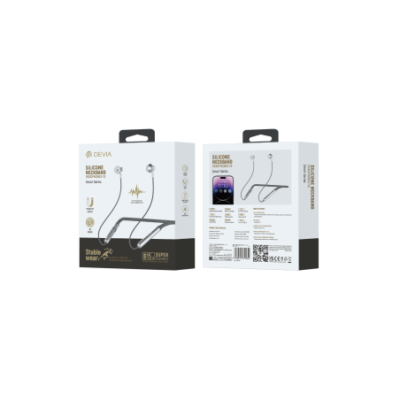 Écouteurs Tour de Cou Bluetooth en silicone 15H - Gris - Audio Réf. A20