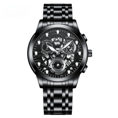 Montre homme lumineuse étanche ECO 2451HH – Acier inoxydable noir
