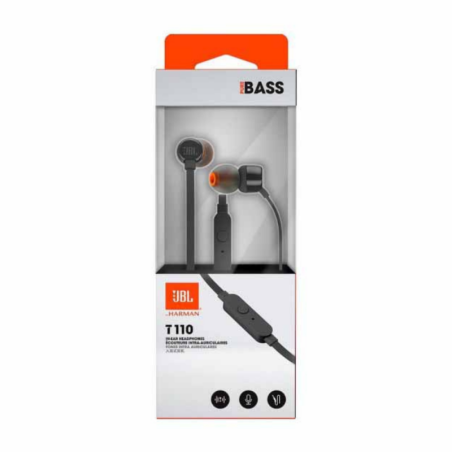 JBL Wired Earphones Tune 110 JBLT110BLK – 3.5mm Black