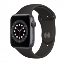Apple Watch Series 6 Cellulaire 44mm Gris Sidéral Aluminium avec Bracelet Sport Noir - Grade A avec Boîte et Chargeur · Smarty P