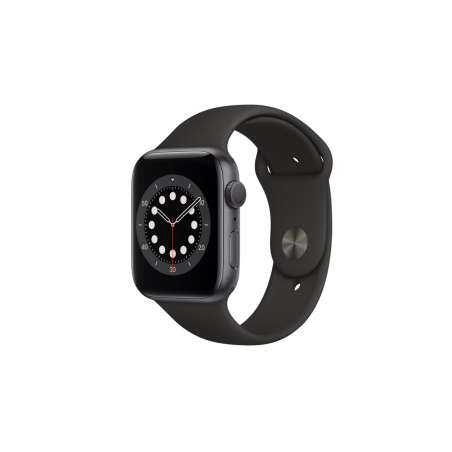 Apple Watch Series 6 Cellulaire 44mm Gris Sidéral Aluminium avec Bracelet Sport Noir - Grade A avec Boîte et Chargeur · Smarty P