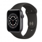 Apple Watch Series 6 Cellulaire 44mm Gris Sidéral Aluminium avec Bracelet Sport Noir - Grade A avec Boîte et Chargeur