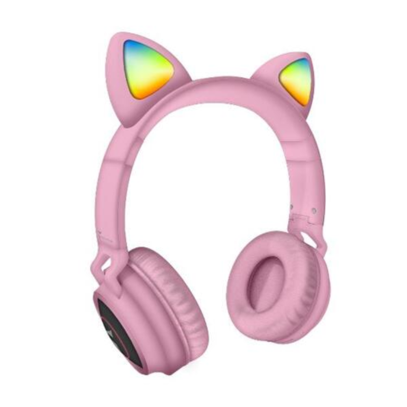 Bluetooth Headphones Techmade Funny LED – Pink with Microphone