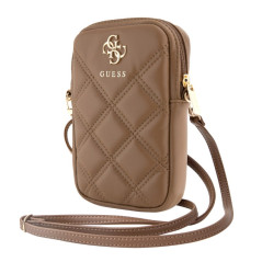 Pochette téléphone Guess Zip Quilted 4G Marron | Smarty
