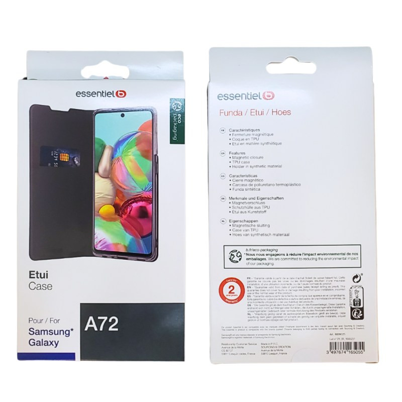 Étui ESSENTIELB – Samsung Galaxy A72, Noir