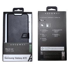 Étui cuir ADEQWAT Samsung A72 noir | Smarty