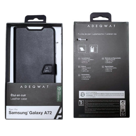 Étui cuir ADEQWAT Samsung Galaxy A72 – Noir