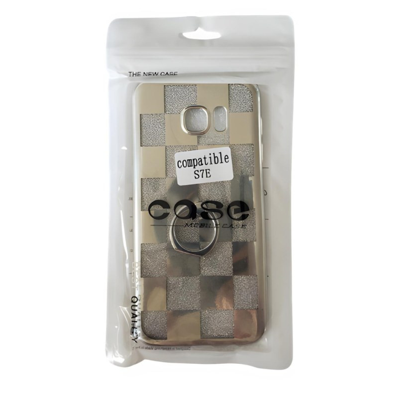 ECO Coque silicone avec support anneau Série Carrée Scintillante – Samsung Galaxy S7 Edge