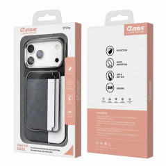 Coque iPhone ECO porte-cartes magnétique PC grise