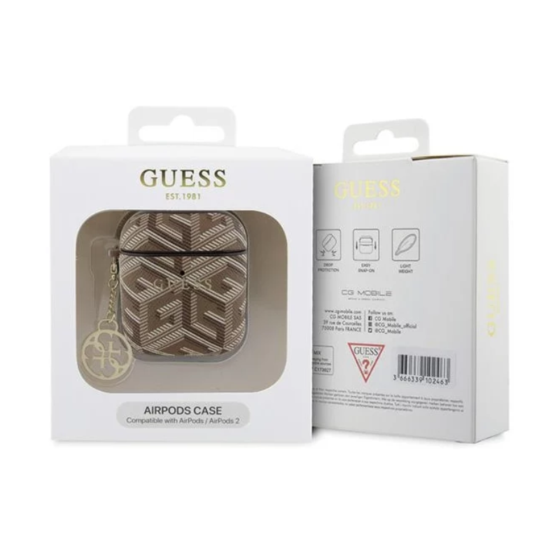Protection Case GUESS for AirPods/AirPods 2 GUA2PGCE4CW – Brown Cube Charm Protection Case GUESS for AirPods/AirPods 2 GUA2PGCE4CW – Brown Cube Charm